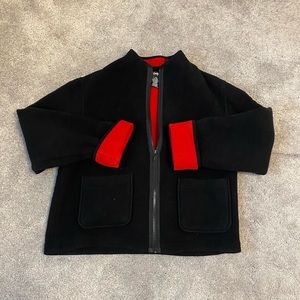 Black jacket with red lining